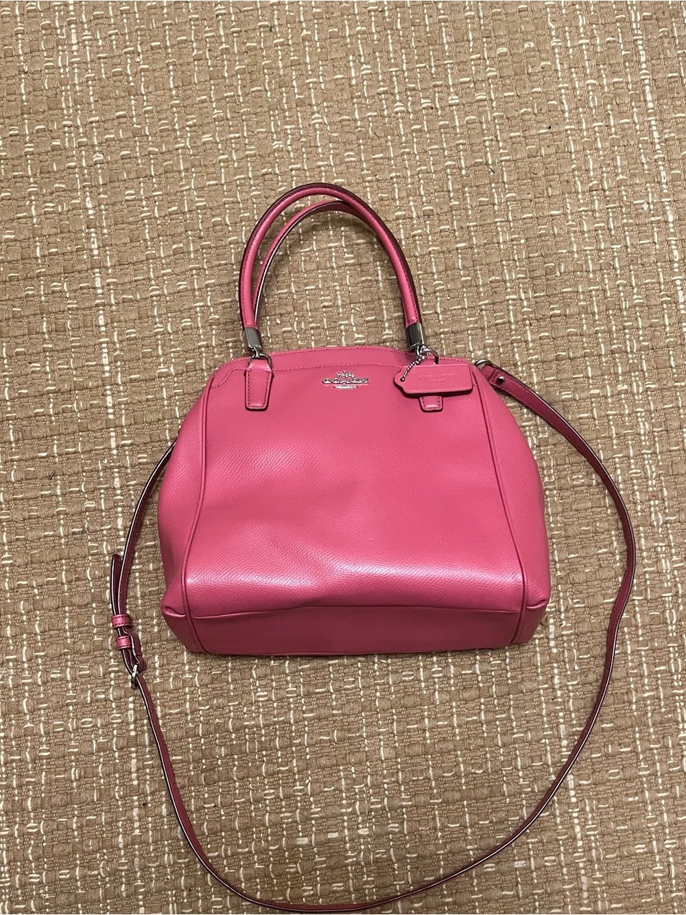 Coach Pink Leather Dome Shoulder Bag with Silver Hardware